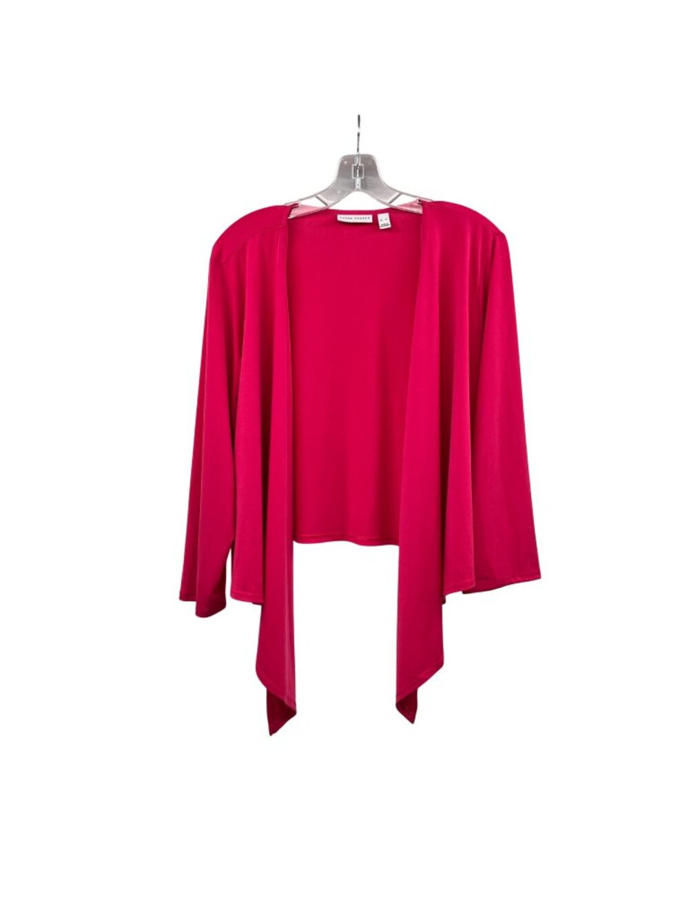 Susan Graver Open Front Liquid Knit Top Waterfall Hem Pink Size XL